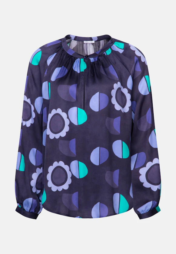 Shirtbluse Druck in Dunkelblau |  Seidensticker Onlineshop