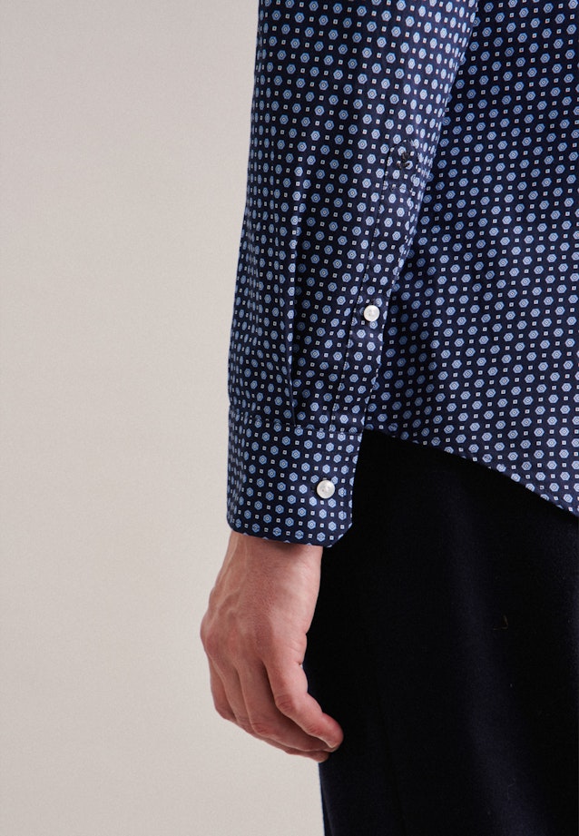 Slim Performance-Hemd Druck in Dunkelblau |  Seidensticker Onlineshop