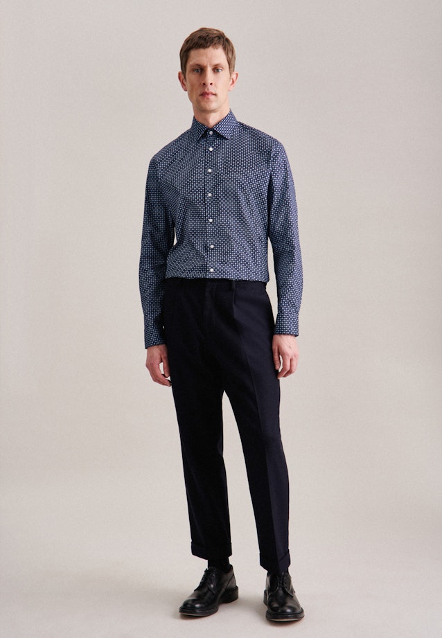 Slim Performance-Hemd Druck in Dunkelblau |  Seidensticker Onlineshop