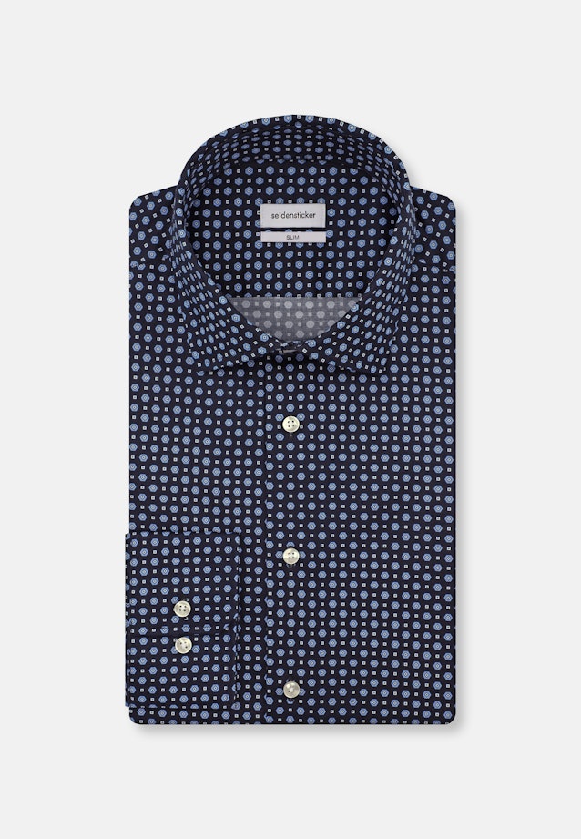 Slim Performance-Hemd Druck in Dunkelblau |  Seidensticker Onlineshop