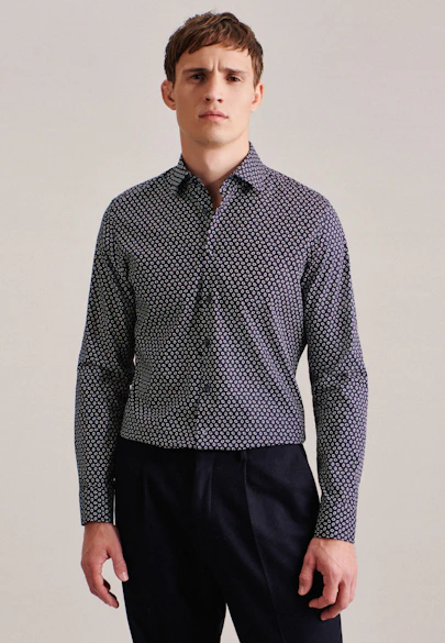Shaped Business shirt Print in Dark Blue |  Seidensticker Onlineshop