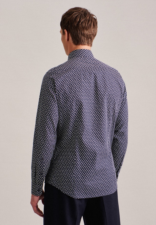 Shaped Business Hemd Druck in Dunkelblau |  Seidensticker Onlineshop