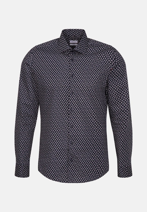 Shaped Business Hemd Druck in Dunkelblau |  Seidensticker Onlineshop