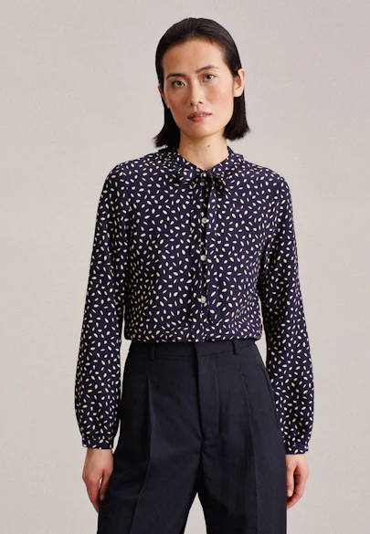 Stand collar blouse Print in Dark Blue |  Seidensticker Onlineshop