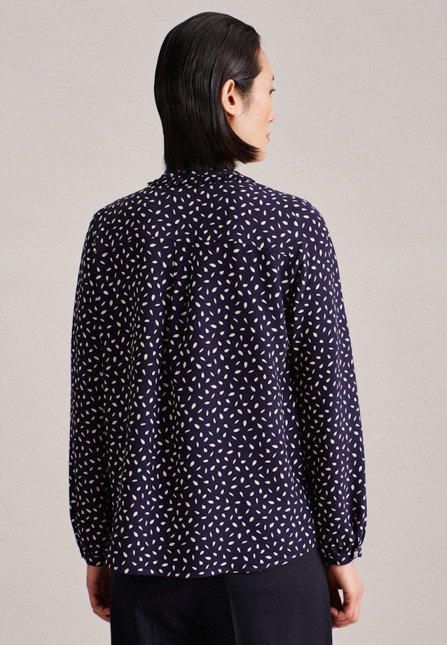 Long sleeve Crepe Stand-Up Blouse in Dark Blue |  Seidensticker Onlineshop