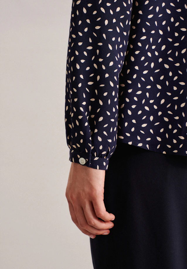 Stehkragenbluse Druck in Dunkelblau |  Seidensticker Onlineshop