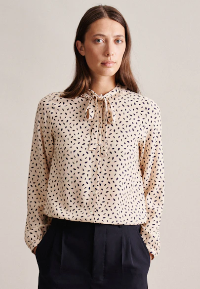 Stehkragenbluse Druck in Ecru |  Seidensticker Onlineshop