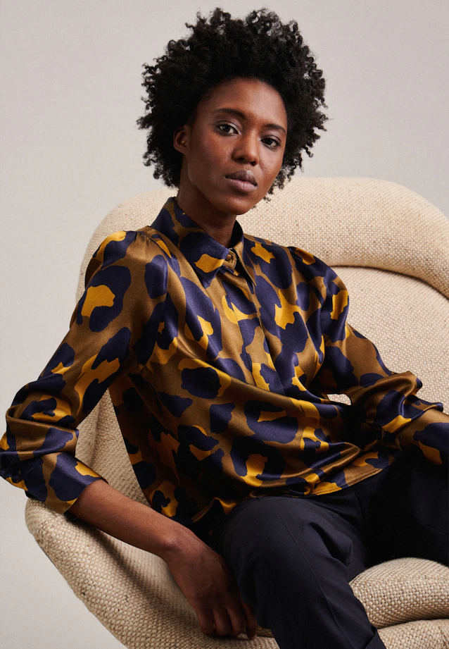 Shirt blouse Print in Green |  Seidensticker Onlineshop