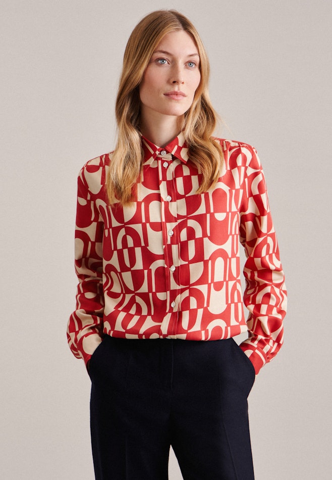 Blouse à col montant En crêpe dans Rouge | Boutique en ligne Seidensticker