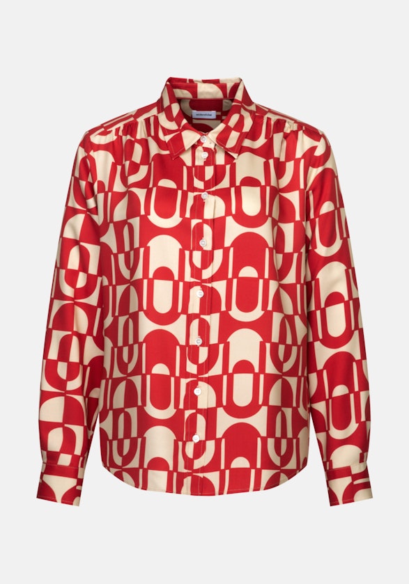 Long sleeve Crepe Stand-Up Blouse in Red |  Seidensticker Onlineshop