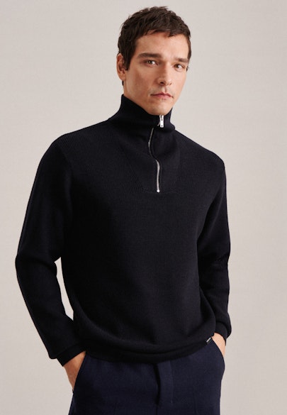 Stand-Up Collar Pullover Uni in Dark Blue |  Seidensticker Onlineshop