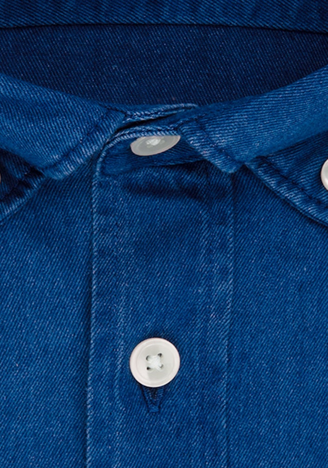 Denim Casual Hemd in Regular mit Button-Down-Kragen in Mittelblau |  Seidensticker Onlineshop