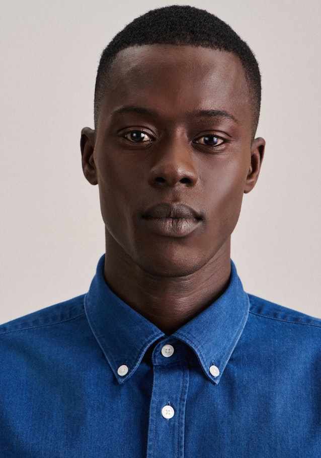 Regular Casual Hemd Uni in Mittelblau | Seidensticker Onlineshop