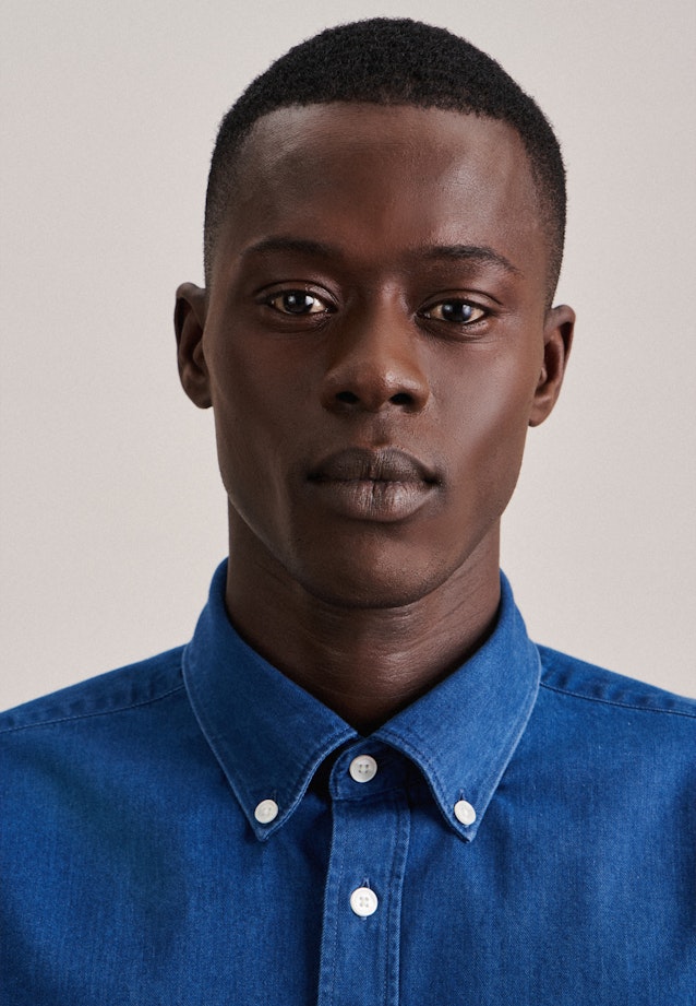 Regular Casual shirt Uni in Medium Blue |  Seidensticker Onlineshop