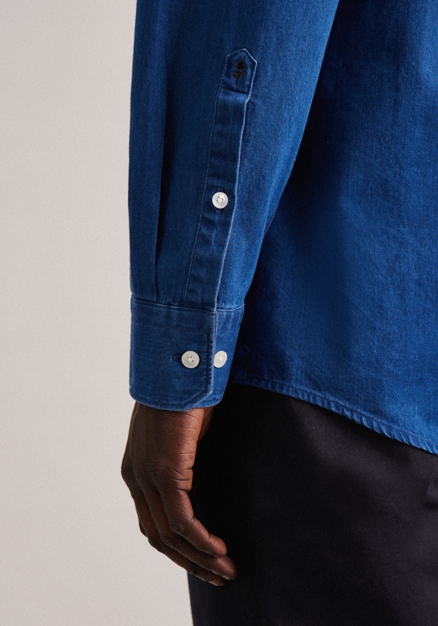 Regular Casual Hemd Uni in Mittelblau | Seidensticker Onlineshop