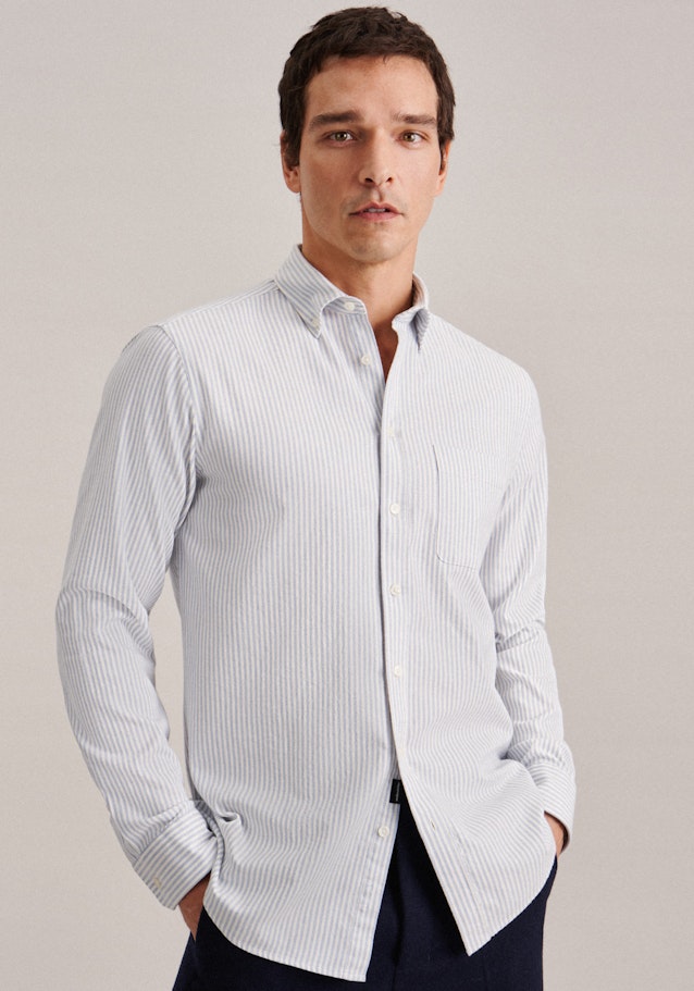Twill Casual Hemd in Regular mit Button-Down-Kragen in Hellblau | Seidensticker Onlineshop