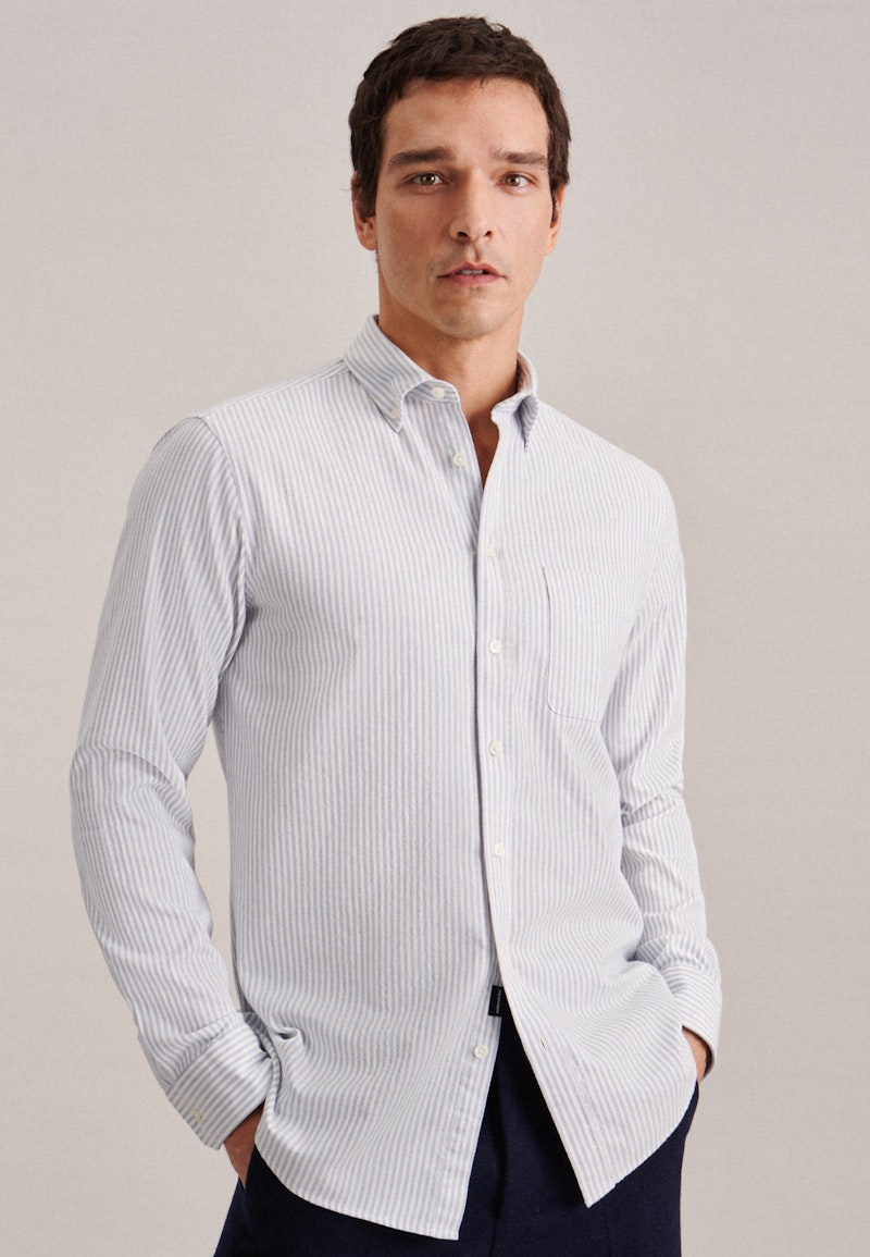 Twill Casual Hemd in Regular mit Button-Down-Kragen