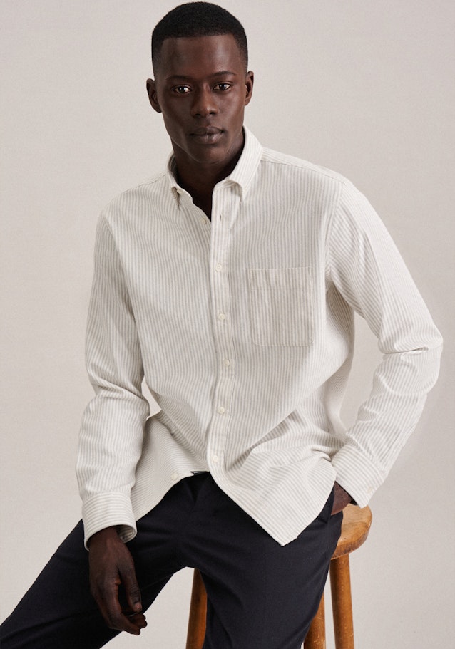 Chemise casual in Regular with Col Boutonné in Gris | Seidensticker Onlineshop