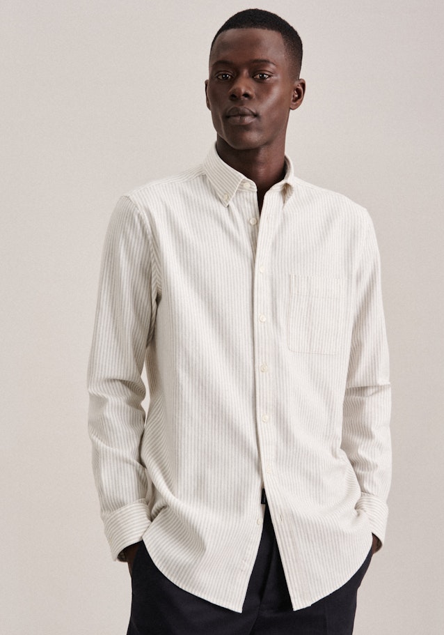 Chemise casual in Regular with Col Boutonné in Gris | Seidensticker Onlineshop