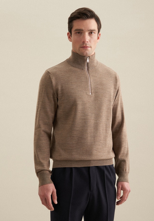 Regular Quarter Zip Uni in Braun | Seidensticker Onlineshop
