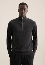 Stehkragen Quarter Zip Uni, in Grau |  Seidensticker Onlineshop