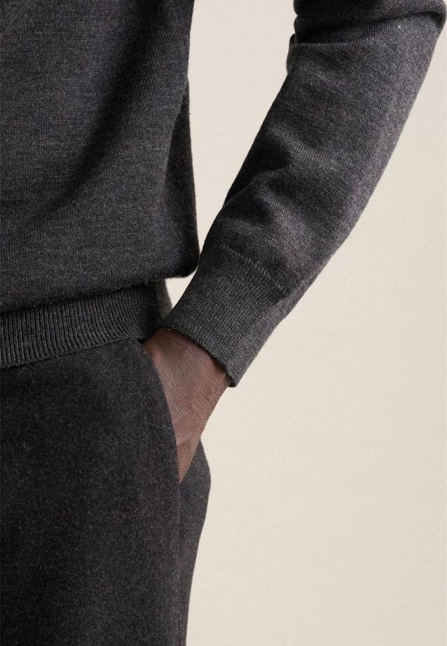 Stehkragen Quarter Zip Uni, in Grau |  Seidensticker Onlineshop