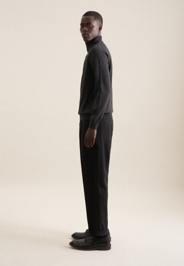Regular Quarter Zip, Pullover Uni in Grau |  Seidensticker Onlineshop