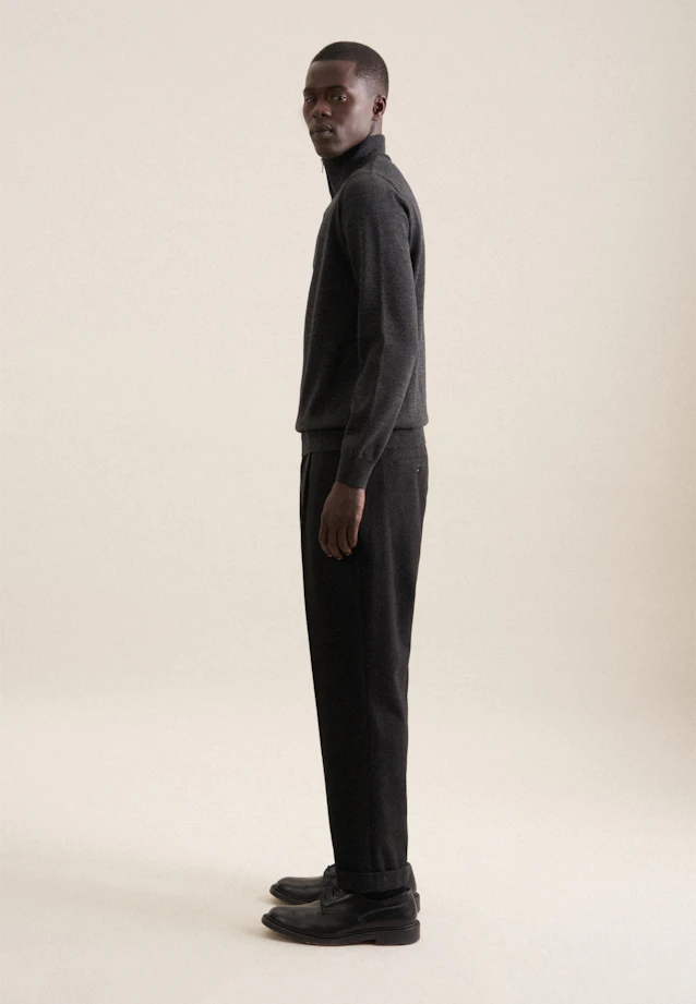 Stehkragen Quarter Zip Uni, in Grau |  Seidensticker Onlineshop