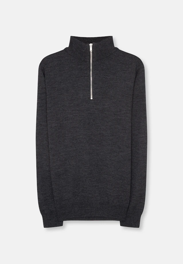 Stehkragen Quarter Zip Uni, in Grau |  Seidensticker Onlineshop