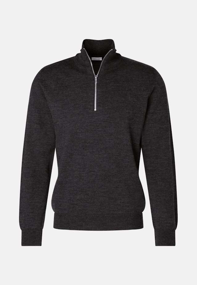 Regular Quarter Zip, Pullover Uni in Grau |  Seidensticker Onlineshop
