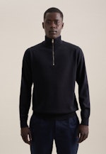 Regular Quarter Zip, Pullover Uni in Dunkelblau |  Seidensticker Onlineshop