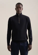Stehkragen Quarter Zip Uni, in Dunkelblau |  Seidensticker Onlineshop