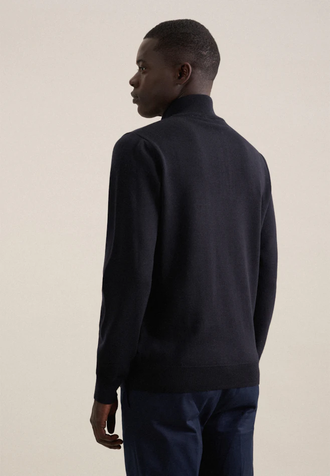 Regular Quarter Zip Uni dans Bleu Foncé | Boutique en ligne Seidensticker