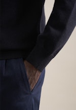 Regular Quarter Zip, Pullover Uni in Dunkelblau |  Seidensticker Onlineshop
