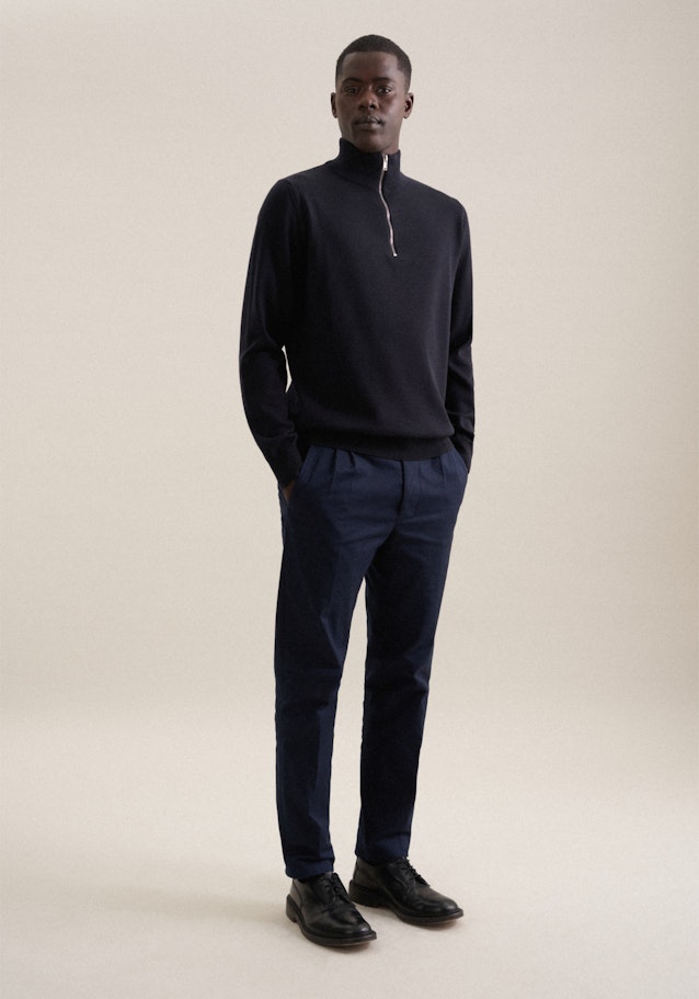 Regular Quarter Zip Uni in Dunkelblau | Seidensticker Onlineshop