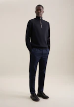 Stehkragen Quarter Zip Uni, in Dunkelblau |  Seidensticker Onlineshop