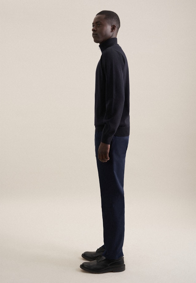 Regular Quarter Zip, Pullover Uni in Dunkelblau |  Seidensticker Onlineshop