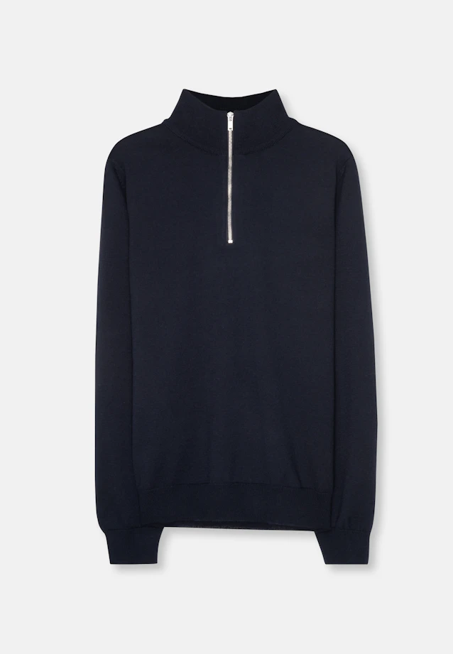 Stehkragen Quarter Zip Uni, in Dunkelblau |  Seidensticker Onlineshop