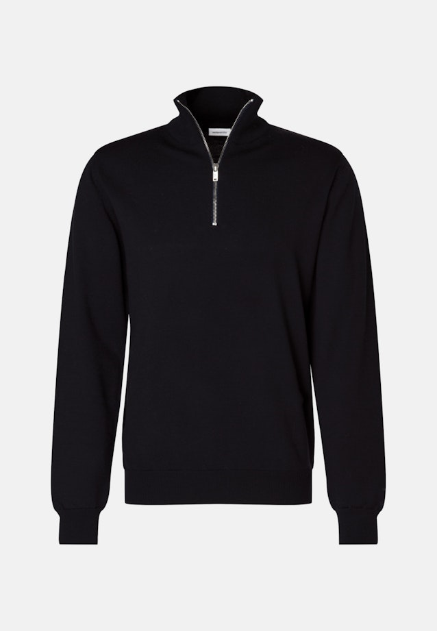 Regular Quarter Zip, Pullover Uni in Dunkelblau |  Seidensticker Onlineshop