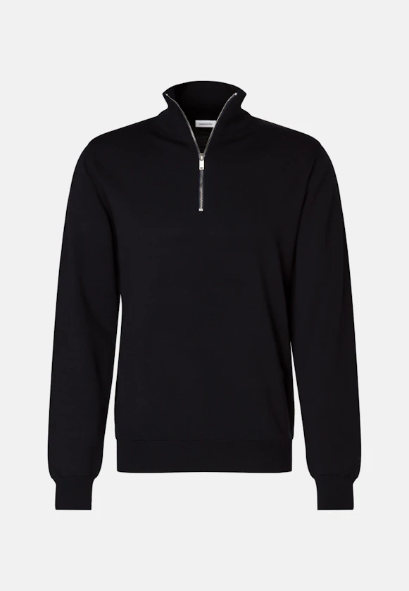 Stehkragen Quarter Zip Uni, in Dunkelblau |  Seidensticker Onlineshop