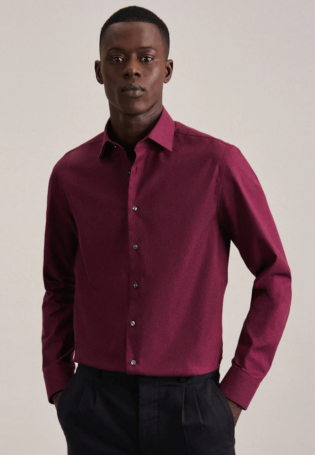 Slim Chemise en flanelle Uni in Rouge |  Seidensticker Onlineshop