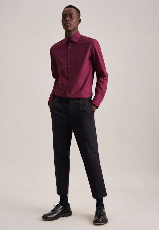 Slim Chemise en flanelle Uni in Rouge |  Seidensticker Onlineshop