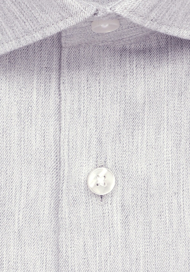 Flannel shirt in Slim with Kent-Collar in Grey |  Seidensticker Onlineshop