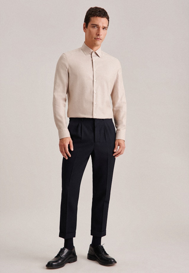 Slim Flanellhemd Uni in Braun |  Seidensticker Onlineshop