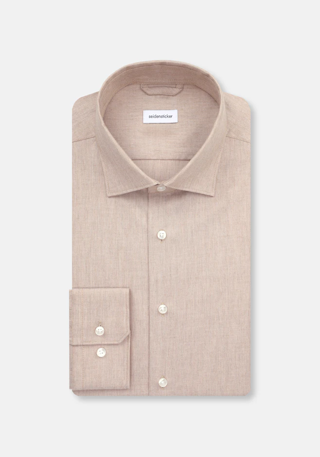 Slim Chemise en flanelle Uni dans Marron | Boutique en ligne Seidensticker
