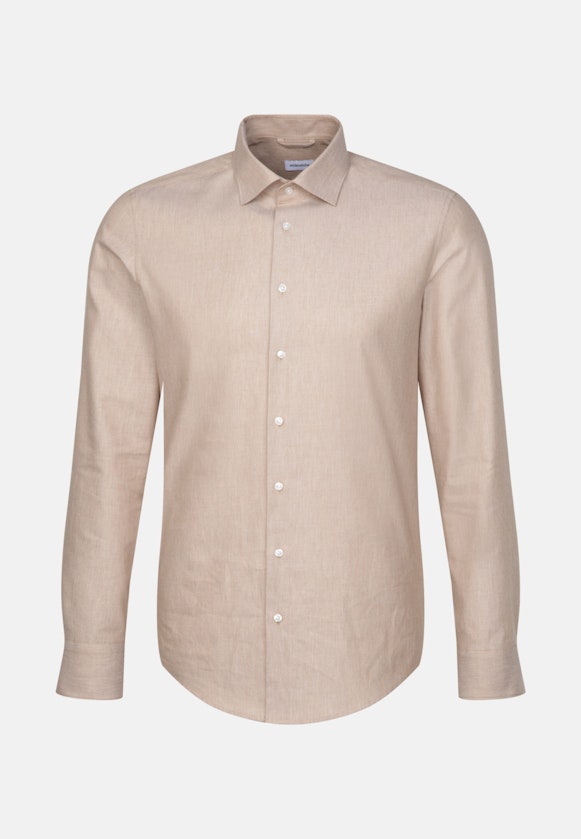 Flannel shirt in Slim with Kent-Collar in Brown |  Seidensticker Onlineshop