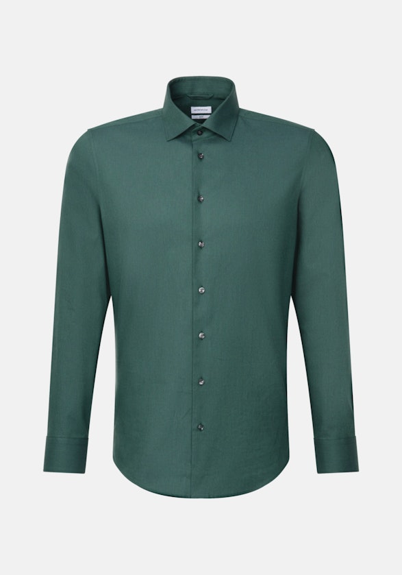 Slim Flanellhemd Uni in Grün | Seidensticker Onlineshop