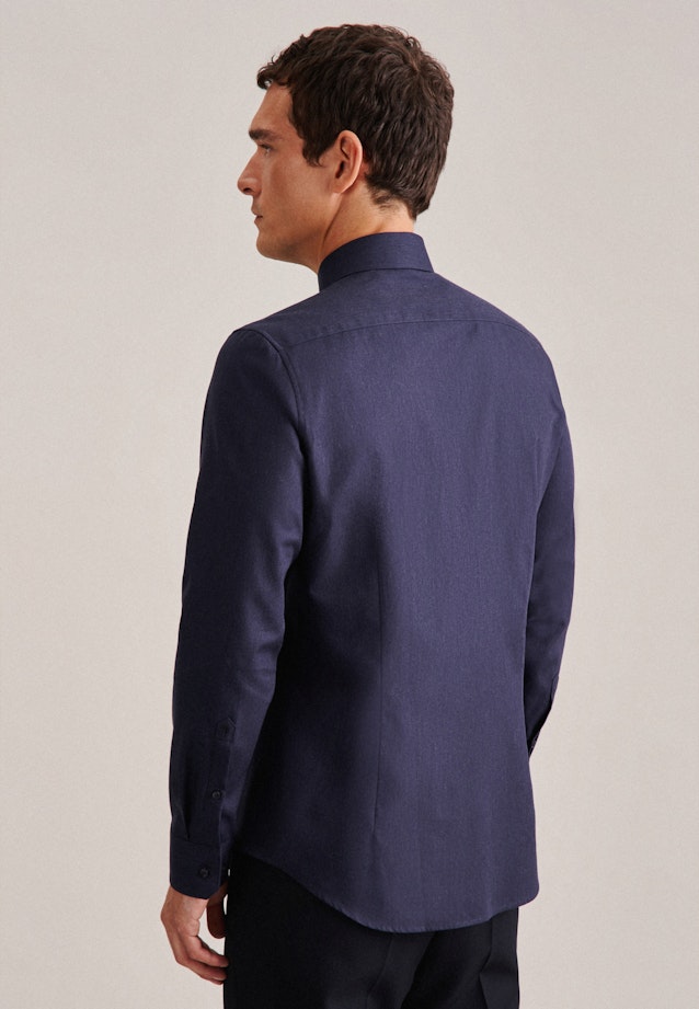 Flannel shirt in Slim with Kent-Collar in Dark Blue |  Seidensticker Onlineshop