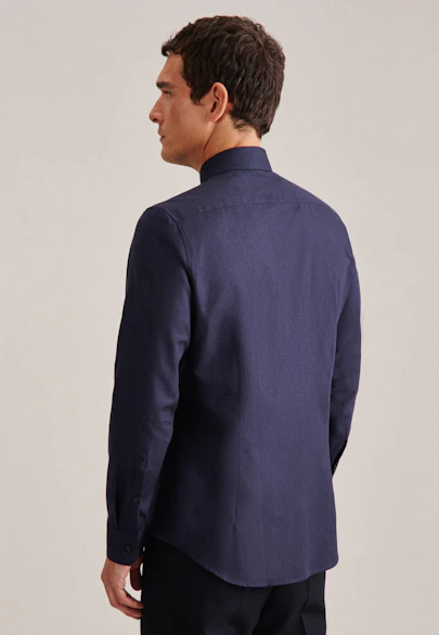Slim Flanellhemd Uni in Dunkelblau |  Seidensticker Onlineshop