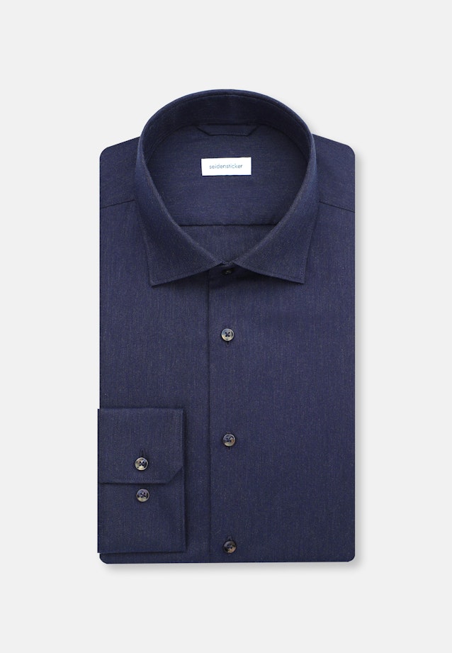 Slim Chemise en flanelle Uni in Bleu Foncé |  Seidensticker Onlineshop